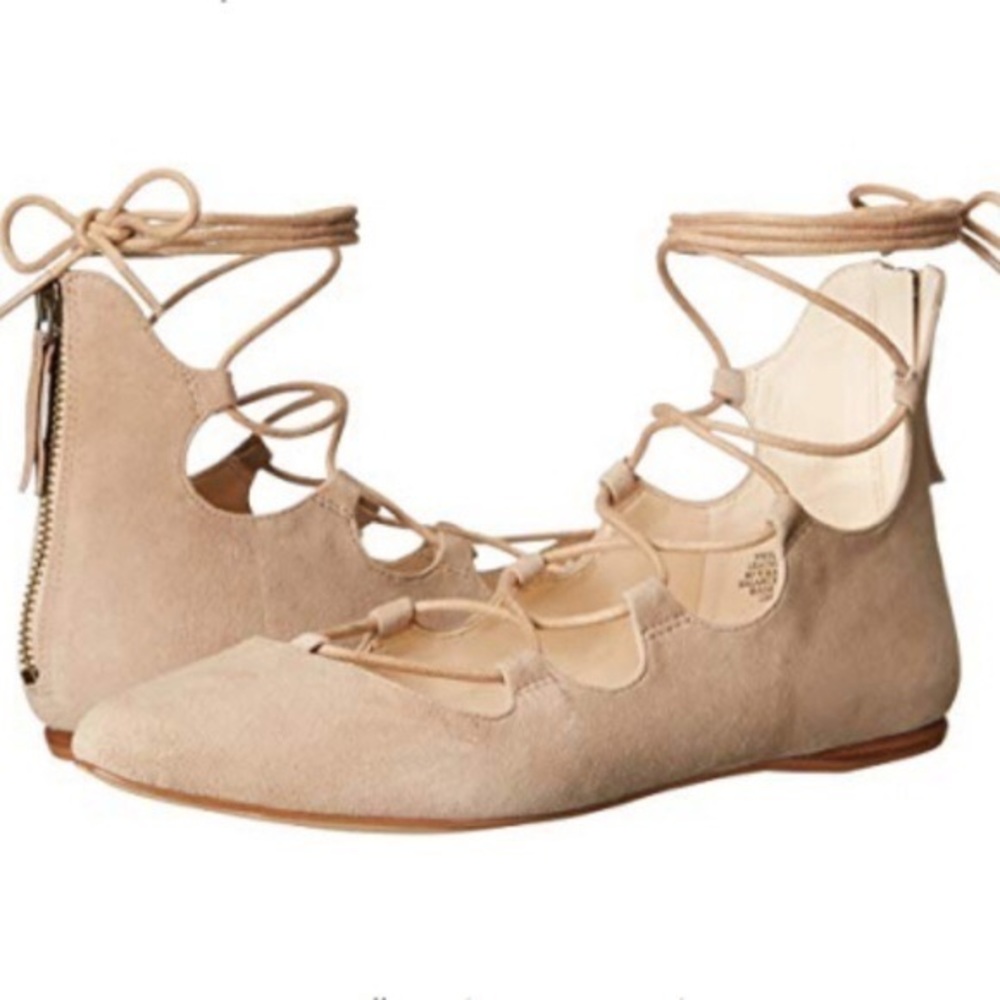Nine West Nude pointed toe lace tie up flats